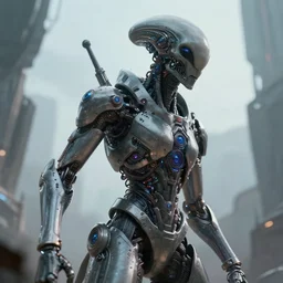 A Hyper-Detailed Alien, Future Tech :: Low Angle :: Extreme Long Shot :: Depth of Field :: Art by Yongjae Choi ::