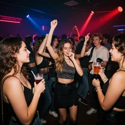 young people dancing and drinking in a fancy nightclub, partylights, beautiful people, by ansel adams, trending on artstation