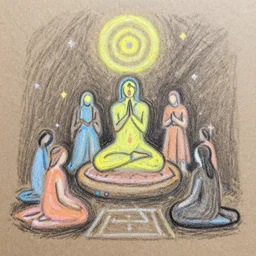 chalk pastel drawing of an esoteric ritual