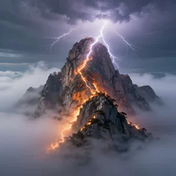 mount olympus, fog, amazing lightning art, fog, octane render, ray tracing, realistic fire sharp focus, long shot, 8 k resolution, cinematic