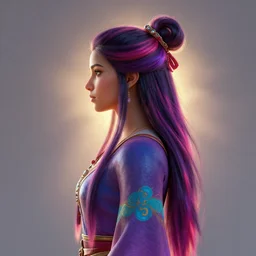 side - profile painted portrait, maya ali wind mage, backlit, key lighting, smooth, gaudy colors, unreal engine render, maya render, octane render aesthetic, overlord matte painting concept art, official fanart behance hd artstation by james gilleard, jesper ejsing, lois van baarle, ilya kuvshinov