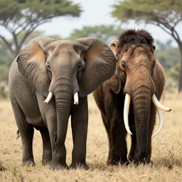 a african elephant mixed with woolly mammoth