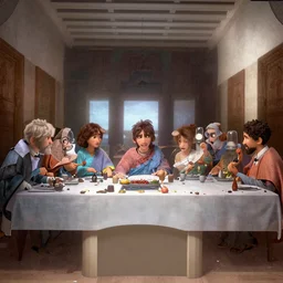 The last supper, in the style of Pixar