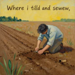 where i tilled and sewed,, meaningful, abstract, illustration, metaphoric, painting
