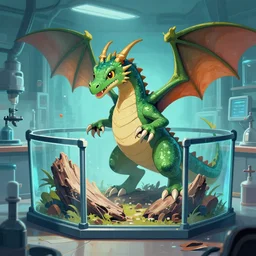 omg my dragon hybrid has broken out of its enclosure in my laboratory help, trending on art station, digital art