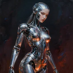 girl robot portrait, chrome, reflect, fantasy atmospheric lighting, painted, voluptuous, menacing, intricate, volumetric lighting, beautiful, rich deep colours masterpiece, sharp focus, ultra detailed, by leesha hannigan, ross tran, thierry doizon, kai carpenter, ignacio fernandez rios