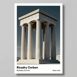 Bauhaus Poster by Richard Corben, by René Magritte, greek doric column brutalist spomenik structure, surrealism