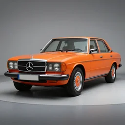 mercedes benz 2 3 0 b orange under the sin, beautiful photo.