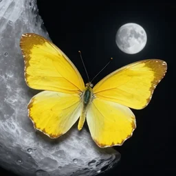 “yellow butterfly on moon”