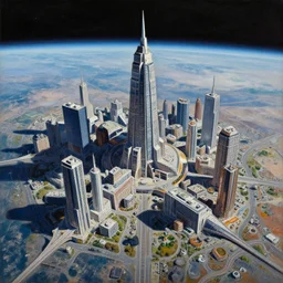 a painting of low earth orbit space city by john harris. 8 k, ultra clear detailed.