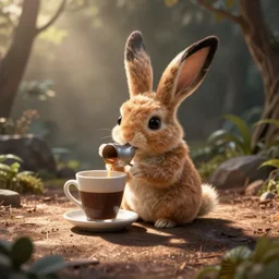 eevee drinking coffee
