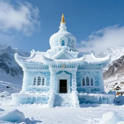 a temple made of ice in himalaya, 4 k