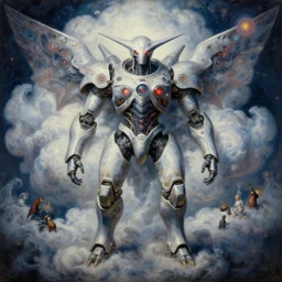highly detailed portrait of a mystical cloud dmt entity mecha, painting by gaston bussiere, craig mullins, j. c. leyendecker, lights, art by ernst haeckel, john william godward, hammershøi, alex grey, dmt, symmetric, masterpiece