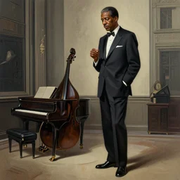 when john coltrane met mingus, a surreal drawing of extremely tall coltrane standing, dark jazz launge in paris 1 9 5 8, intricate, elegant, highly detailed, digital painting, artstation, concept art, smooth, sharp focus, illustration, art by wlop, moma museum