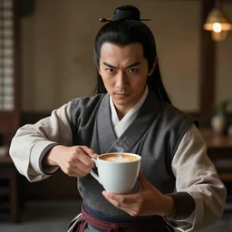 real life avatar aang waterbending coffee out of his cup. highly detailed 8 k. intricate. lifelike. soft light. sony a 7 r iv 5 5 mm. cinematic post - processing