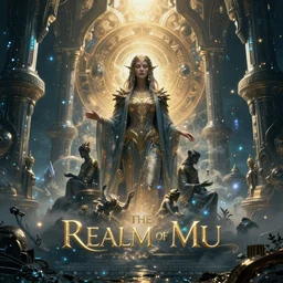the Realm of Mu, movie poster, ethereal, atlantis, future, ancient, cult, meta, dream, moebius, cyberpunk, scifi, trending artstation