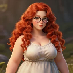 highly detailed, digital art, pixiv fanbox, trending on artstation, ray tracing, volumetric lighting, sharp focus, hq, fallout 4 style character, a portrait of a cute sexy redhead girl with fat body and with soft curl long hair and glasses, wearing a sundress, by artgerm, wlop, greg rutkowski, miyazaki hayao