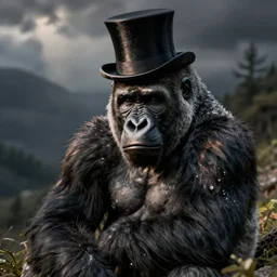 a gorilla with a top hat