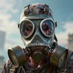 post apocalyptic zombie in gasmask, details face, photo, bloody eyes, unreal engine, digital, artstation, detailed body, heavenly atmosphere, digital art, overdetailed art, trending on artstation, cgstudio, the most beautiful image ever created, dramatic, award winning artwork, beautiful scenery