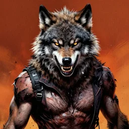 fuzzy furry ears werewolf lycanthrope grinning razorpunk vile reprobate jason statham ripped physique portrait Wolfman Wolfman Fenrir with tombow jonas de ro greg rutkowski frank frazetta alexandre briclot Dave Dorman splatterpaint