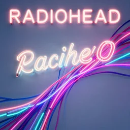 Radiohead album cover, neon, RGB, glowing wires everywhere, pristine, by Edgar Maxence and Ross Tran, Zdzisław Beksiński, and Michael Whelan, gustav dore, H.R. Giger, 8k, octane render
