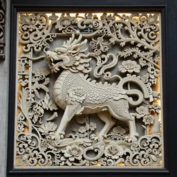 intricate big ivory carving, backlit sss, detailed photo, guangzhou chen's clan academy