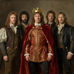 stoner King Tommy Chong wears a doublet whilst wearing a red velvet cape and golden crown edward julius detmold jehan choo jeff simpson arkhip kuindzhi raphael lacoste guillem h. pongiluppi grisaille