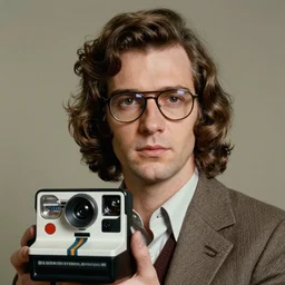 A photograph portrait of Jerma985 with medium length wavy hair, a combover, navigator glasses, and wearing late 1970s menswear in the late 1970s, taken in the late 1970s, grainy, taken on a 1970s Polaroid Camera, realistic, hyperrealistic, very realistic, highly detailed, very detailed, extremely detailed, detailed, digital art, trending on artstation, colorized photo, colored photo