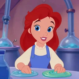 a full body portrait of a 1 9 9 0'sdisney style girl, working in a slime factory blue eyes, finely detailed features, closeup at the faces, perfect art, in factory, gapmoe yandere, trending on pixiv fanbox, painted by craig mullins makoto shinkai takashi takeuchi studio ghibli, akihiko yoshida,