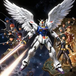 highly detailed vfx portrait of an white wings gundam with wings of feathers beam saber fighting in space with a beam gun, unreal engine, greg rutkowski, loish, rhads, beeple, makoto shinkai and lois van baarle, ilya kuvshinov, rossdraws, tom bagshaw, alphonse mucha, global illumination, detailed and intricate environment