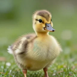 a comfy cute duckling with rainbow fur, realist, photorealistic, detailed, masterpiece