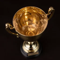 a trophy cup filled with dust on the inside, dynamic lighting, award winning picture of the year, top - down angled view