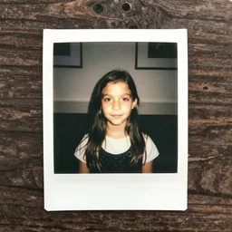 polaroid photo of a portrait of a young girl by mark a. brennan and willem de poorter trending on flickr and 4 k hd realism