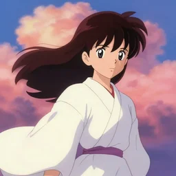 masaaki yuasa inspired character design. flowing robes. dreamland wonderland haughty stubborn friendly moody shy modest princess character portrait. close - up key visual. turbulent wind, eyes, character portrait, close - up, pleasing palette, undulating nebulous sunset clouds adorable, idyllic cumulonimbus matte painting from fantasia pastel from fantasia ( 1 9 4 1 )