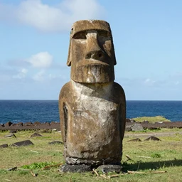 Boris Johnson in the style of a Moai