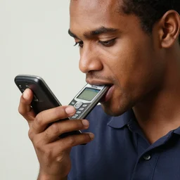 man holding a nokia phone and biting unto it