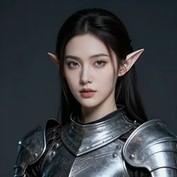 head and shoulders portrait of an eldritch knight, elf, beautiful, female, breastplate, magical, high fantasy, d & d, by artgerm, face details, extremely detailed, vogue fashion photo