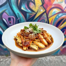 a beautiful and delicious dish of food made by graffiti artist, street art