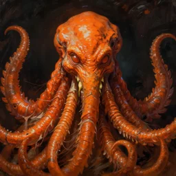 portrait of orange cthulhu by artgerm