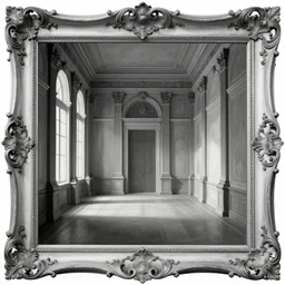 inside a baroque frame. chiaroscuro gouache by james gurney. enlightenment salon architecture designed by frank lloyd wright. composed by directory kubrick ( 1 9 6 2 )