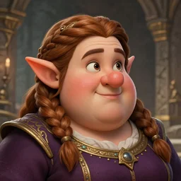 A hearty chubby female dwarf royal servant at the dwarven stone palace, highly detailed face, neat intricate complex braided hair, big nose, realistic, beautiful, fantasy art, dungeons and dragons, lord of the rings, in the style of Thomas Kinkade and Wojciech Siudmak, pleasant cozy atmosphere, illustration, fantasy, intricate, hyper detailed, artstation, concept art, smooth, sharp focus, ray tracing, vibrant