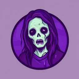 vector logo of mary louise brooks as a zombie, ross tan, op art, purple and blue, red, 1 9 2 0 s, art deco