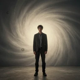 a little time and a lot of latent space stands a man with infinite creativity, high level of detail, surrealism