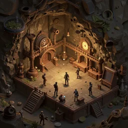 steampunk cave, isometric game, smooth 3 d illustration, cinematic matte painting, soft render, servando lupini, handpaint texture, blender, 3 d coat, concept art by noah bradley, darek zabrocki, tyler edlin, jordan grimmer, neil blevins, james paick, natasha tan, highly detailed, ultra detailed, ultra realistic, trending