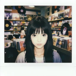 a film still polaroid portrait of a 1 9 8 0's young girl at a vinyl store, finely detailed features, closeup at the faces, perfect art, busy city, gapmoe yandere grimdark, trending on pixiv fanbox, painted by ilya kushinov makoto shinkai takashi takeuchi studio ghibli, akihiko yoshida, sachin teng, huang guangjian, artstation