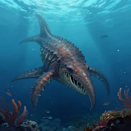 never seen before sea monster deep in the ocean, by greg rutkowski, trending on artstation