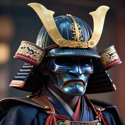 a samurai kabuto, kintsugi, ornate, details, smooth, sharp focus, illustration, realistic, cinematic, artstation, award winning, rgb, unreal engine, octane render, cinematic light, dichroic, macro, depth of field, blur, 8 k,