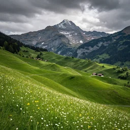 amazing landscape photo of switzerland green spring with flowers by marc adamus, beautiful dramatic lighting
