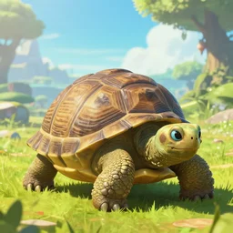 in game footage of a tortoise from the legend of zelda breath of the wild, breath of the wild art style.