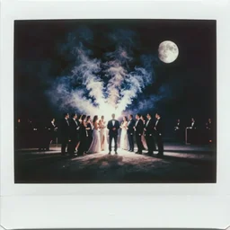 underwater smoke formal party on the moon photo polaroid
